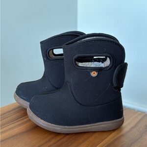 Bogs II Solid Black Toddler Pull-On Waterproof Boots